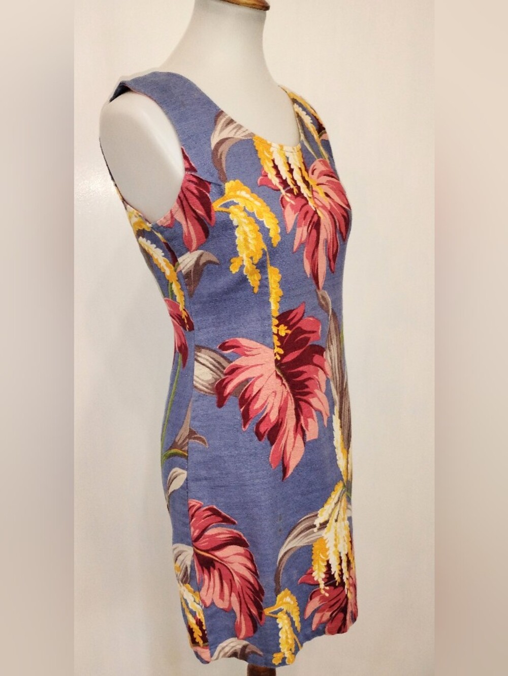 HAWAIIAN BARK CLOTH SUMMER DRESS - Picture 1 of 7